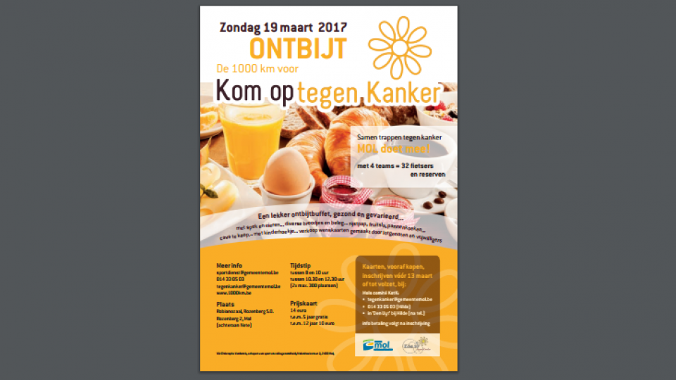 Flyer ontbijt Kom op tegen kanker 19 maart 2017